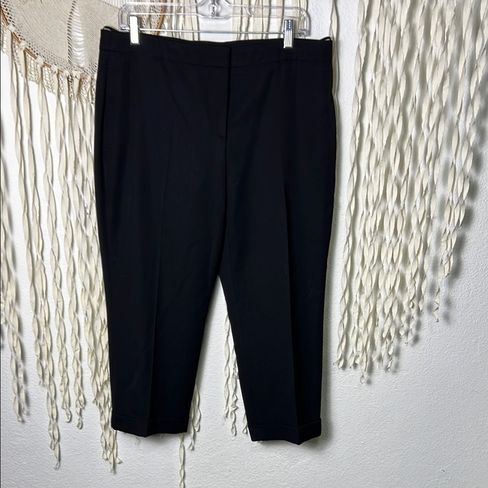 Alexander McQueen Black Wool Cuffed Cropped Trouser Size 46/US12